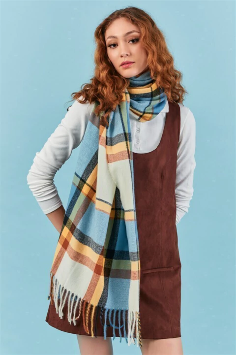 echarpe xadrez azul - comprar online