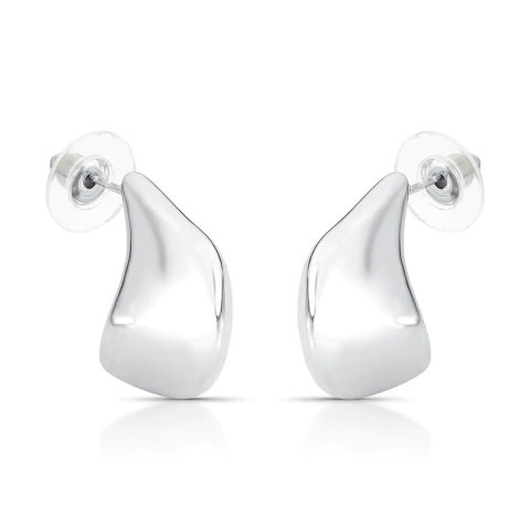 brinco gota assimétrica prateado