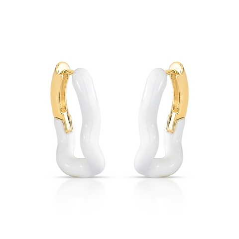 argola dourada esmaltada branca