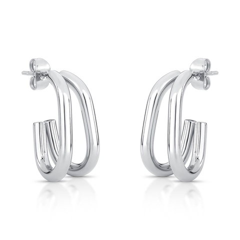 argola aço inox dupla prateado m