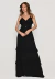 Vestido Bisô Longo Crepe Babados Preto - comprar online