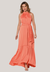Vestido Longo Festa Liso Coral - comprar online