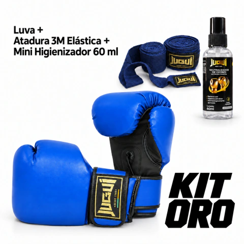 Kit ORO Azul - Luva + Bandagem Elastica 3m + Mini Higienizador