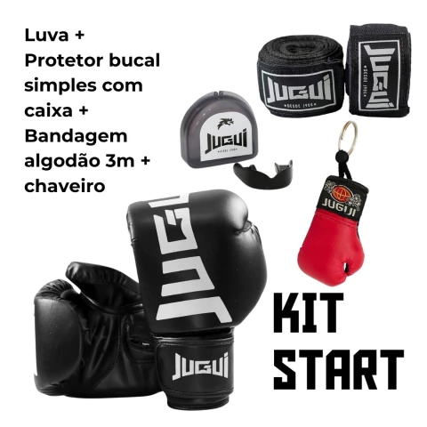 Kit Start - Luva Clássica Preta + Atadura Algodão 3m PR + Bucal Sp c/ cx PR + Chaveiro Vermelho - comprar online