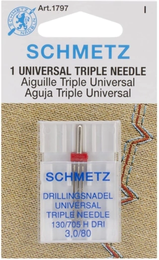 Agulha Tripla Schmetz 130/705 H-dri - 3,0/80