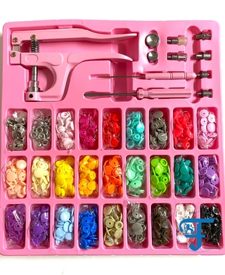 Kit Alicate De Pressão 3 Em 1 Rosa + botões Plástico 260 + Ilhós