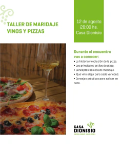 TALLER DE MARIDAJE DE VINOS Y PIZZAS en internet