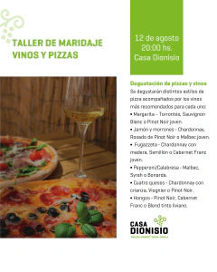 TALLER DE MARIDAJE DE VINOS Y PIZZAS - Casa Dionisio Vinoteca