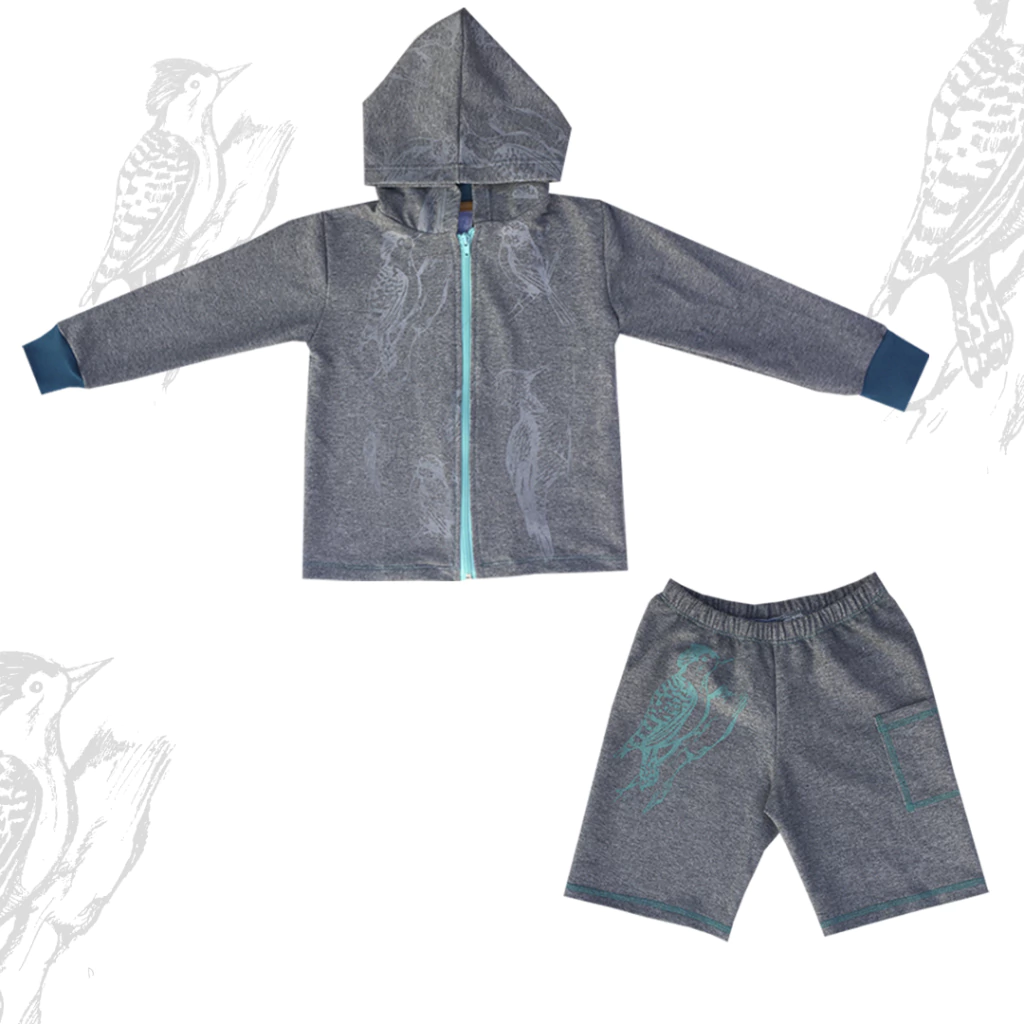 Conjunto campera y short gris