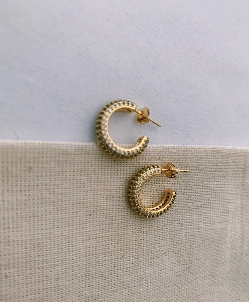 Aros argollitas gold full cristalitos