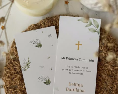 Estampita señalador cruz y eucaliptos