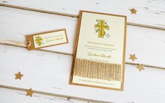 Estampita Rústica * arpillera + sobre misionero - comprar online