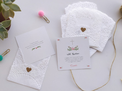 Estampita Floral Cruz cuadrada