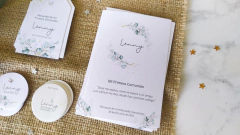 Estampita media corona eucalipto papel telado - comprar online