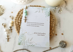 Estampita + strap con mosquetón