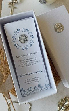 Estampita señalador medalla Simón - Nene Comunión - comprar online