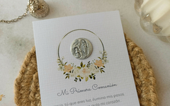 Estampita medalla Lourdes - Virgen de Lourdes