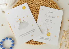 Estampita Bautismo El Principito + bolsa de organza + denario - comprar online