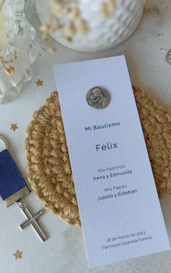 Estampita señalador medalla Felix - Maria con niño - Bola de Luces