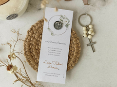 Estampita señalador medalla Leire - medalla nena comunion - comprar online