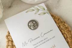 Estampita medalla Santiago - Nene Comunión