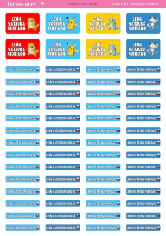 Etiquetas escolares Pokemon - comprar online