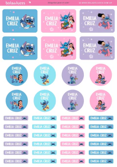 Etiquetas escolares Lilo y Stitch - Jardin - comprar online