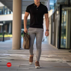 CAMISETA TIPO POLO NEGRA SLIM FIT algodón 100 % colombiano - buy online