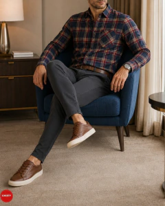 CAMISA IMPORTADA A CUADROS 100 % SLIM FIT - CHIETY