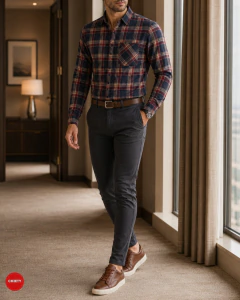 Imagen de CAMISA IMPORTADA A CUADROS 100 % SLIM FIT