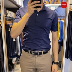 CAMISETA TIPO POLO AZUL SLIM FIT algodón 100 % en internet