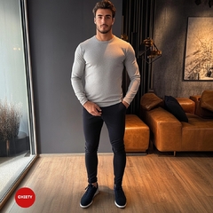 SWEATER CUELLO REDONDO GRIS CLARO en internet