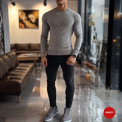 SWEATER CUELLO REDONDO GRIS OSCURO
