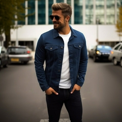 CHAQUETA JEAN AZUL OSCURA - comprar online