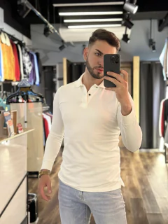 Slim fit ivory polo-style sweatshirt - buy online