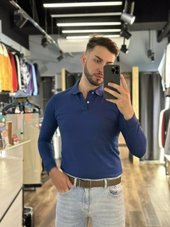 CAMIBUSO TIPO POLO AZUL OSCURO SLIM FIT algodón 100 % colombiano en internet