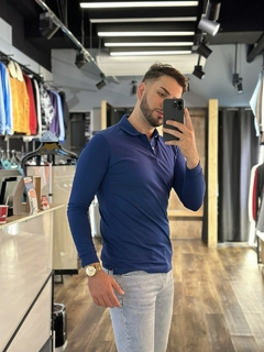 Imagen de CAMIBUSO TIPO POLO AZUL OSCURO SLIM FIT algodón 100 % colombiano