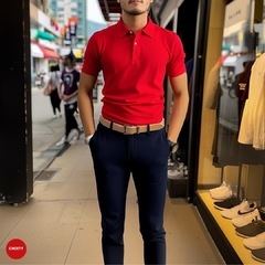 CAMISETA TIPO POLO ROJA SLIM FIT algodón 100 % colombiano en internet