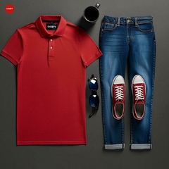 CAMISETA TIPO POLO ROJA SLIM FIT algodón 100 % colombiano - comprar online