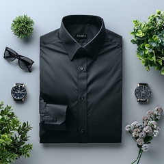 CAMISA NEGRA CUELLO FRANCES SLIM FIT