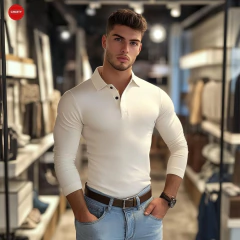 Slim fit ivory polo-style sweatshirt