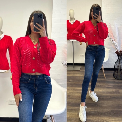 SWEATER ROJO BOTONES