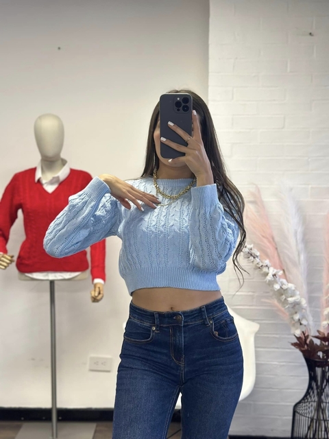 SWEATER TEJIDO CELESTE