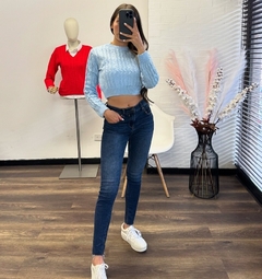 SWEATER TEJIDO CELESTE - comprar online