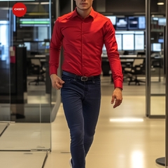 CAMISA ROJA CUELLO FRANCES SLIM FIT en internet