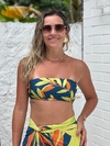 Cropped faixa folhagem verde com fundo azul marinho REF 39857