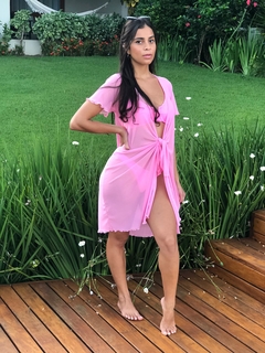 Saída de praia curta de tule rosa claro REF 13000