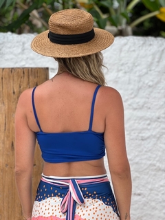Cropped decote torcido azul caneta REF 44608 na internet