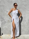 Vestido malha nó ombro só branco REF 38737