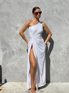 Vestido malha nó ombro só branco REF 38737
